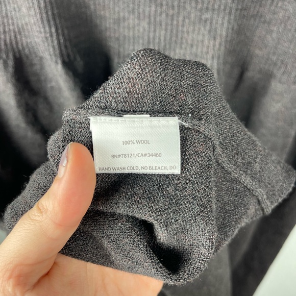 Eileen Fisher 100% Wool Knit Sweater Dress Short Sleeve Ribbed Gray Preppy Sz L - Picture 7 of 7